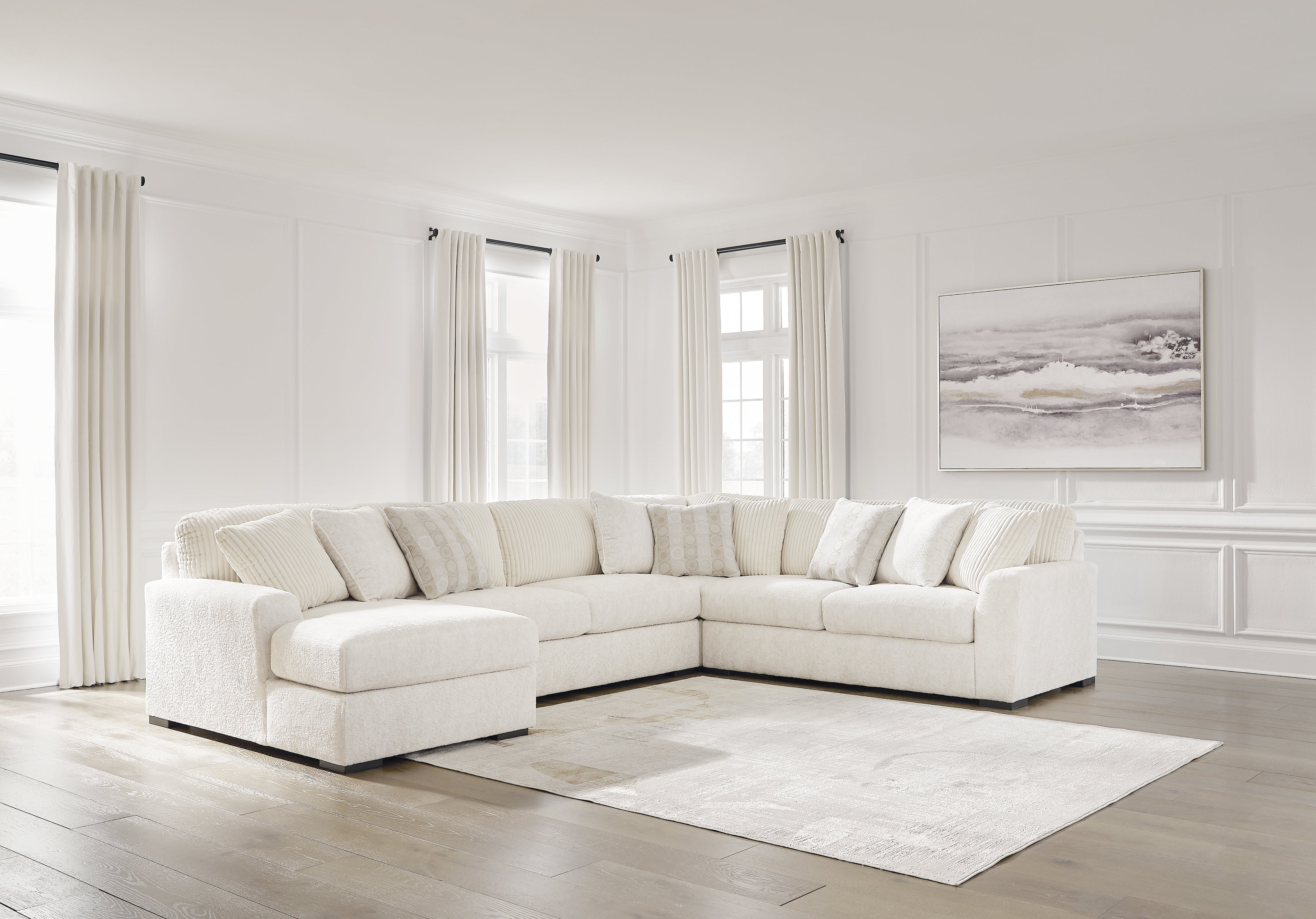 Tampa Furniture Outlet Lutz - Ashley Furniture - Chessington Sectional - RAF 4-Piece Sectional with Chaise / Ivory - 61904S3