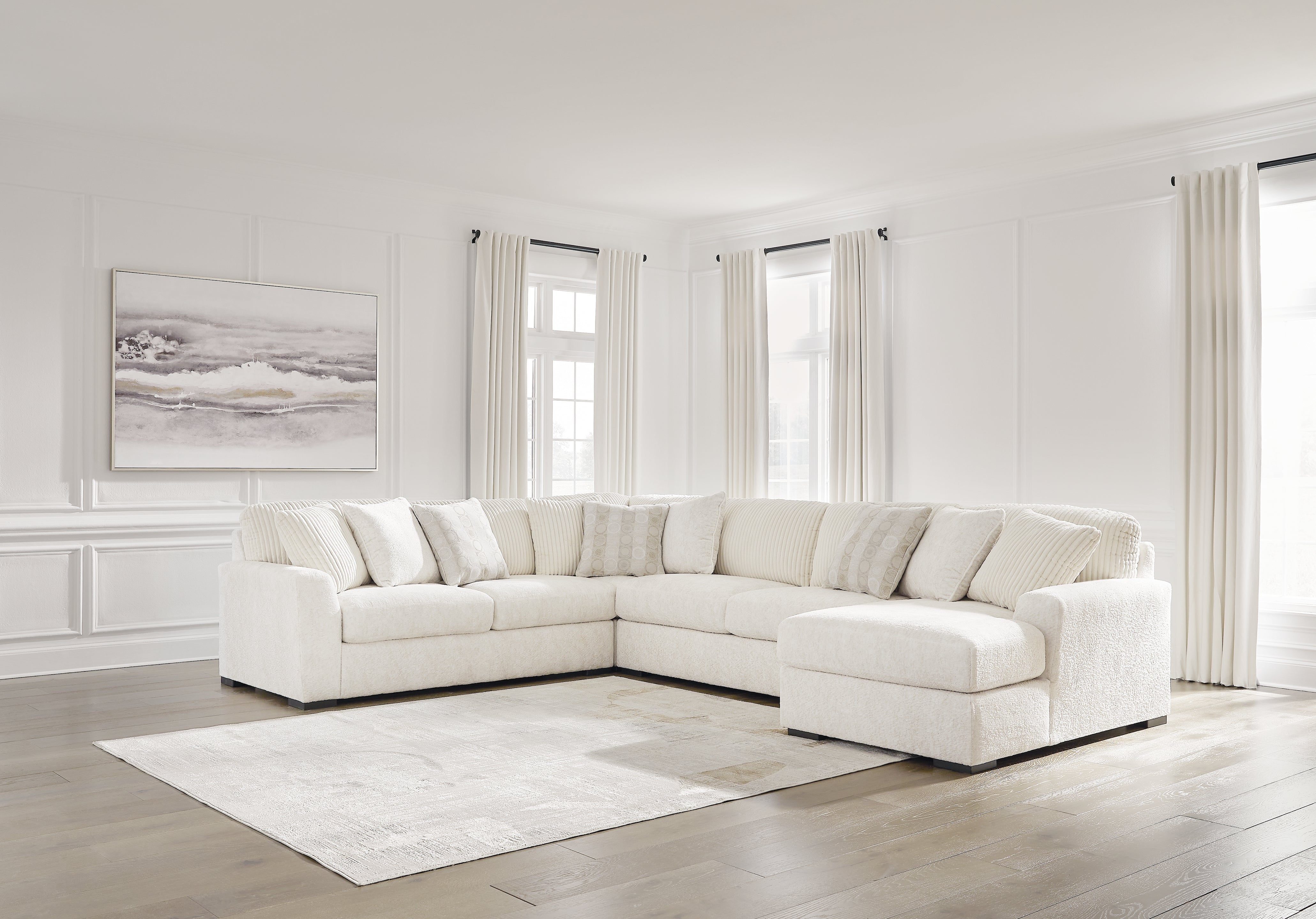 Tampa Furniture Outlet Lutz - Ashley Furniture - Chessington Sectional - LAF 4-Piece Sectional with Chaise / Ivory - 61904S4