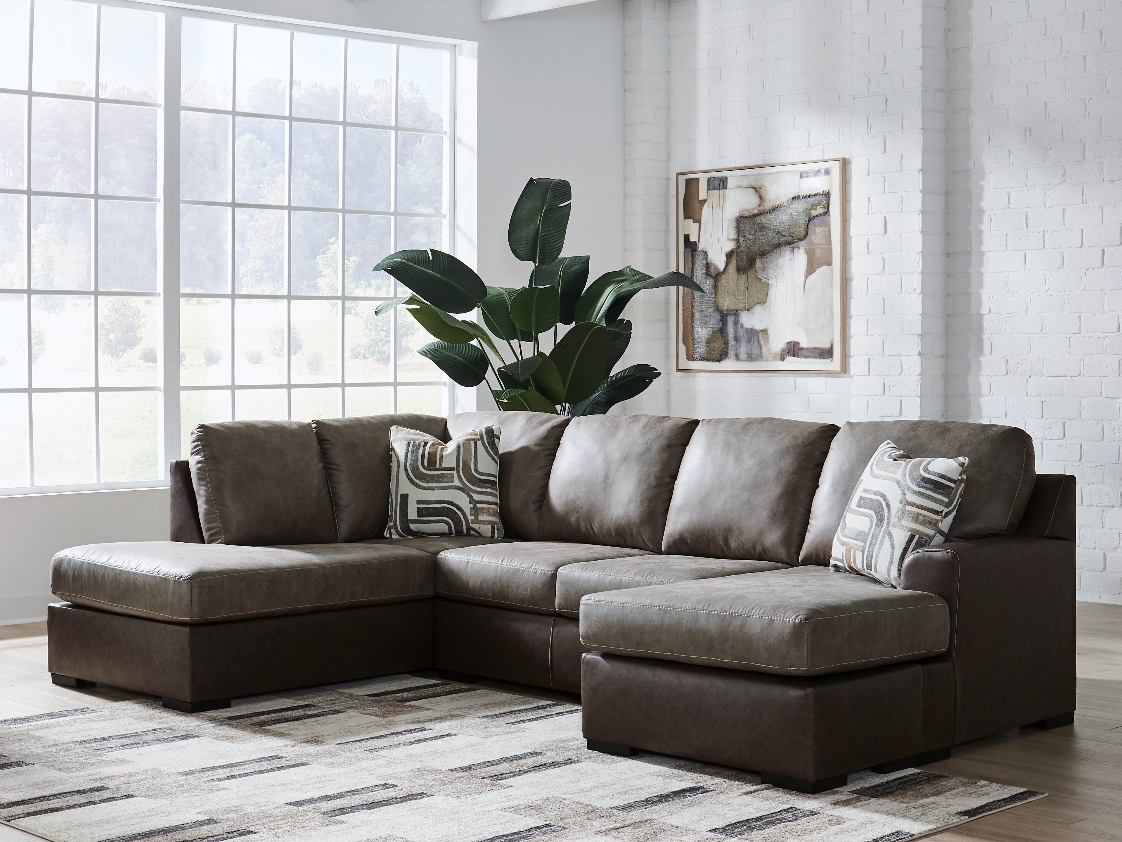 Tampa Furniture Outlet Lutz - Ashley Furniture - Castille Way Sectional - RAF 2-Piece Sectional with Chaise / Fossil - PC62703S1