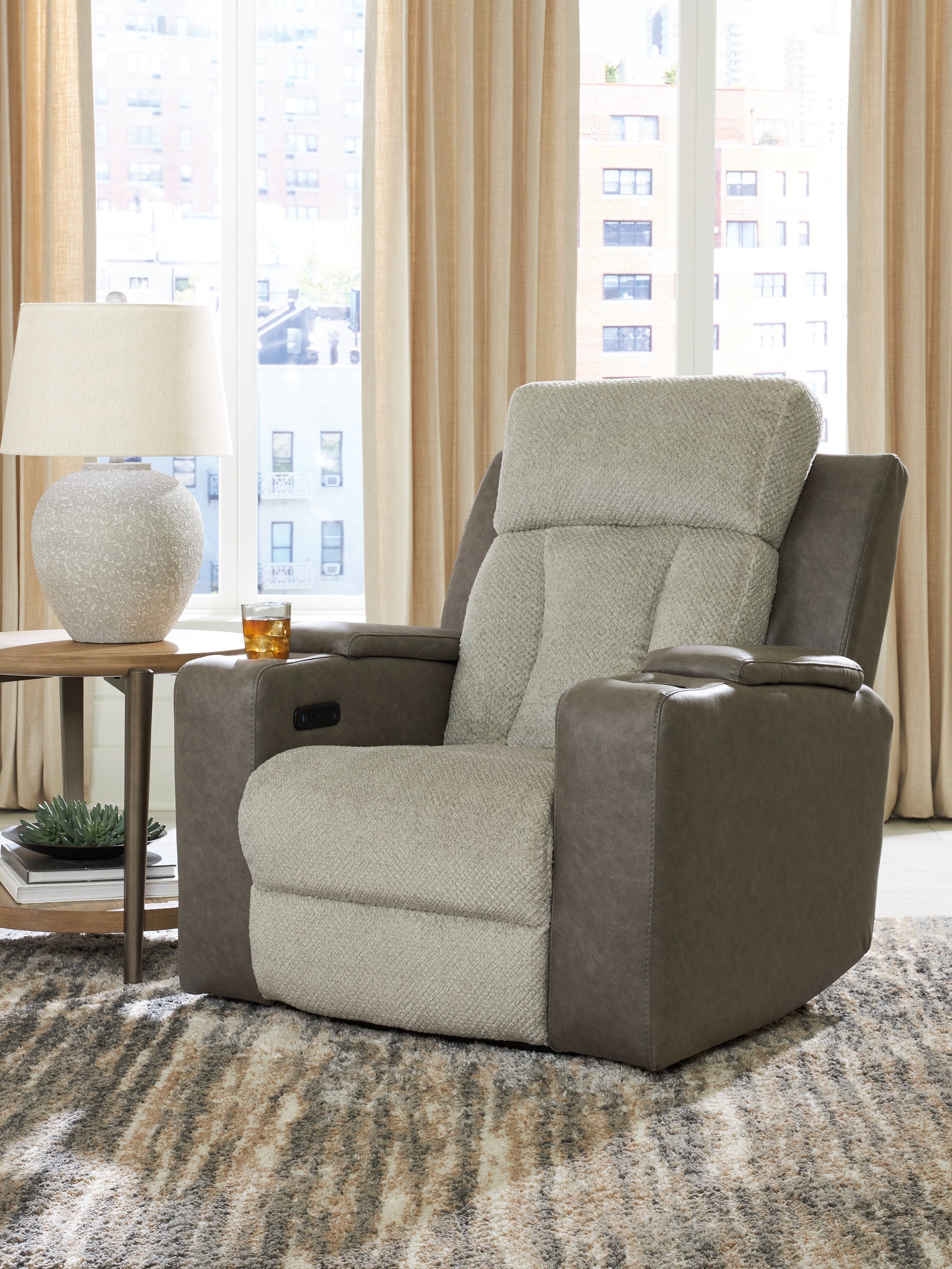 Tampa Furniture Outlet Lutz - Ashley Furniture - WhipLash Living Room - PWR Recliner/ADJ Headrest / Sisal - PC6320413