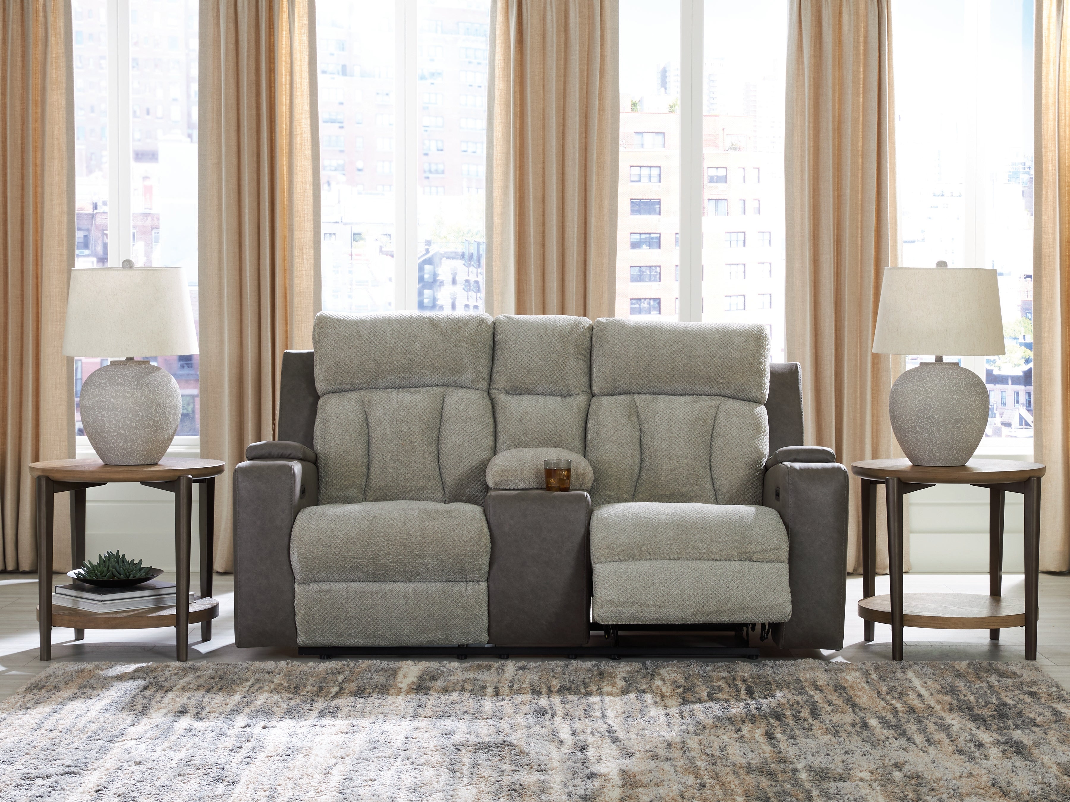 Tampa Furniture Outlet Lutz - Ashley Furniture - WhipLash Living Room - PWR REC Loveseat/CON/ADJ HDRST / Sisal - PC6320418
