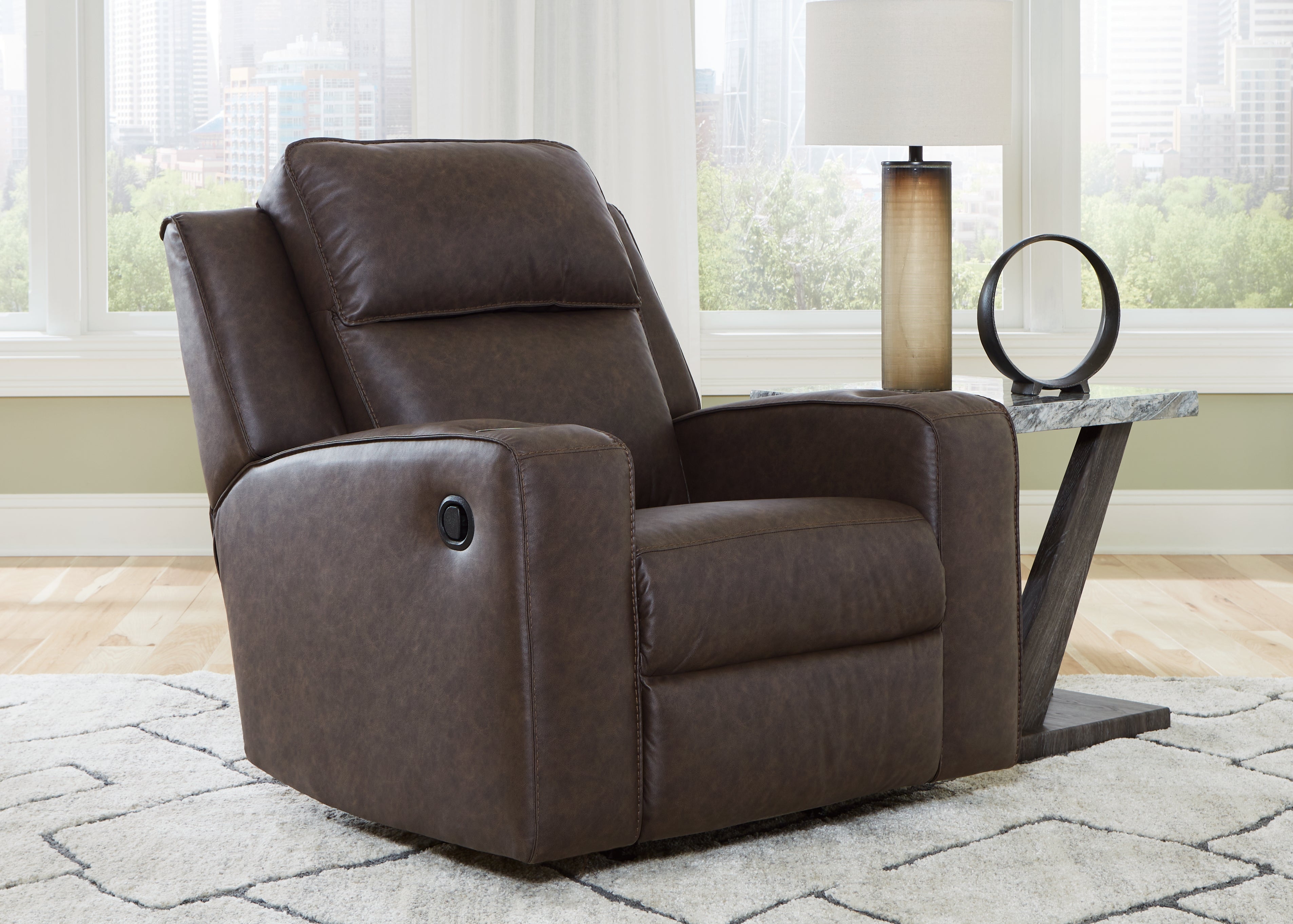 Tampa Furniture Outlet Lutz - Ashley Furniture - Lavenhorne Living Room - Rocker Recliner / Umber - 6330625