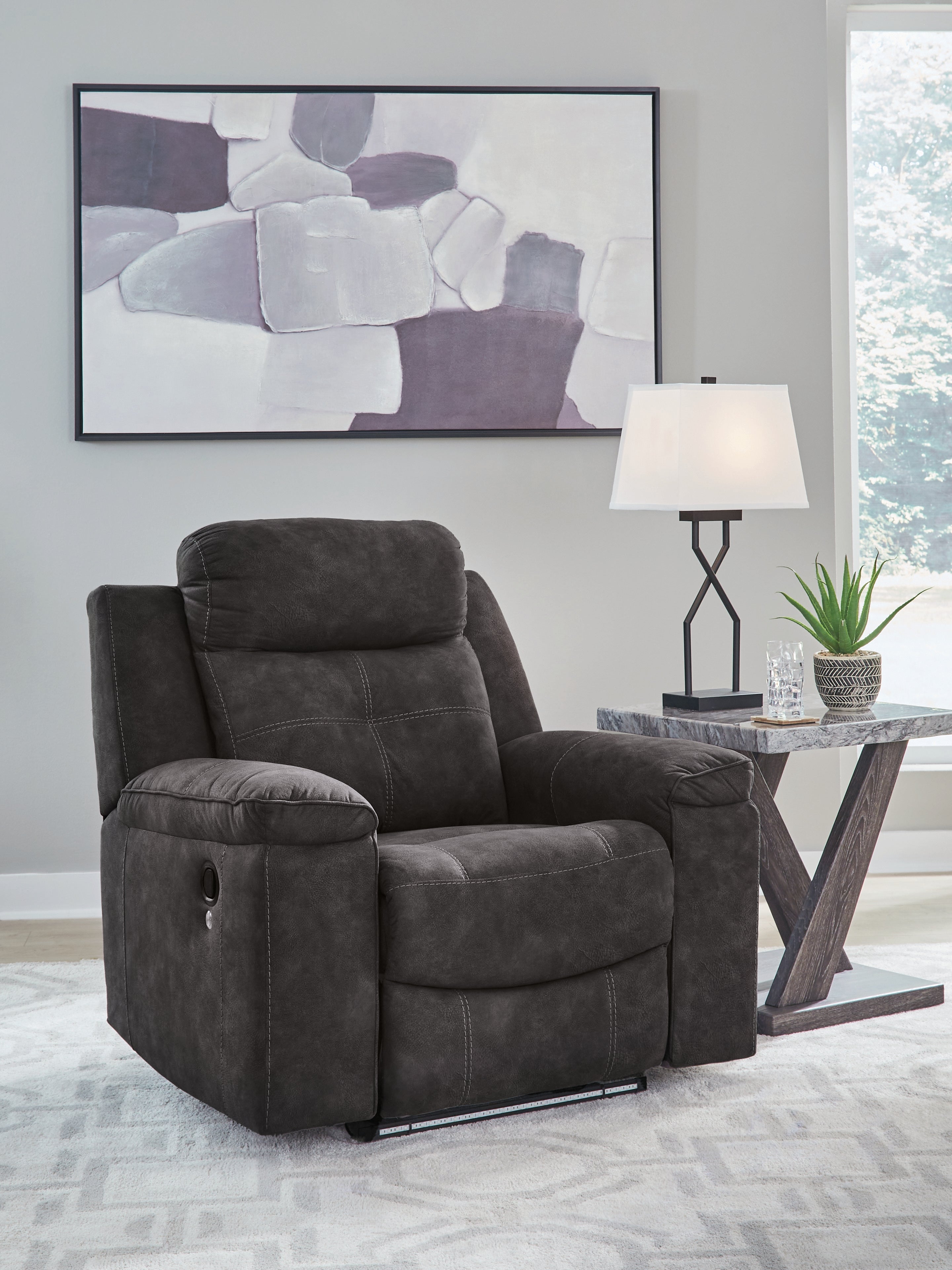 Tampa Furniture Outlet Lutz - Ashley Furniture - Brysonview Living Room - Zero Wall Recliner / Charcoal - 6360529