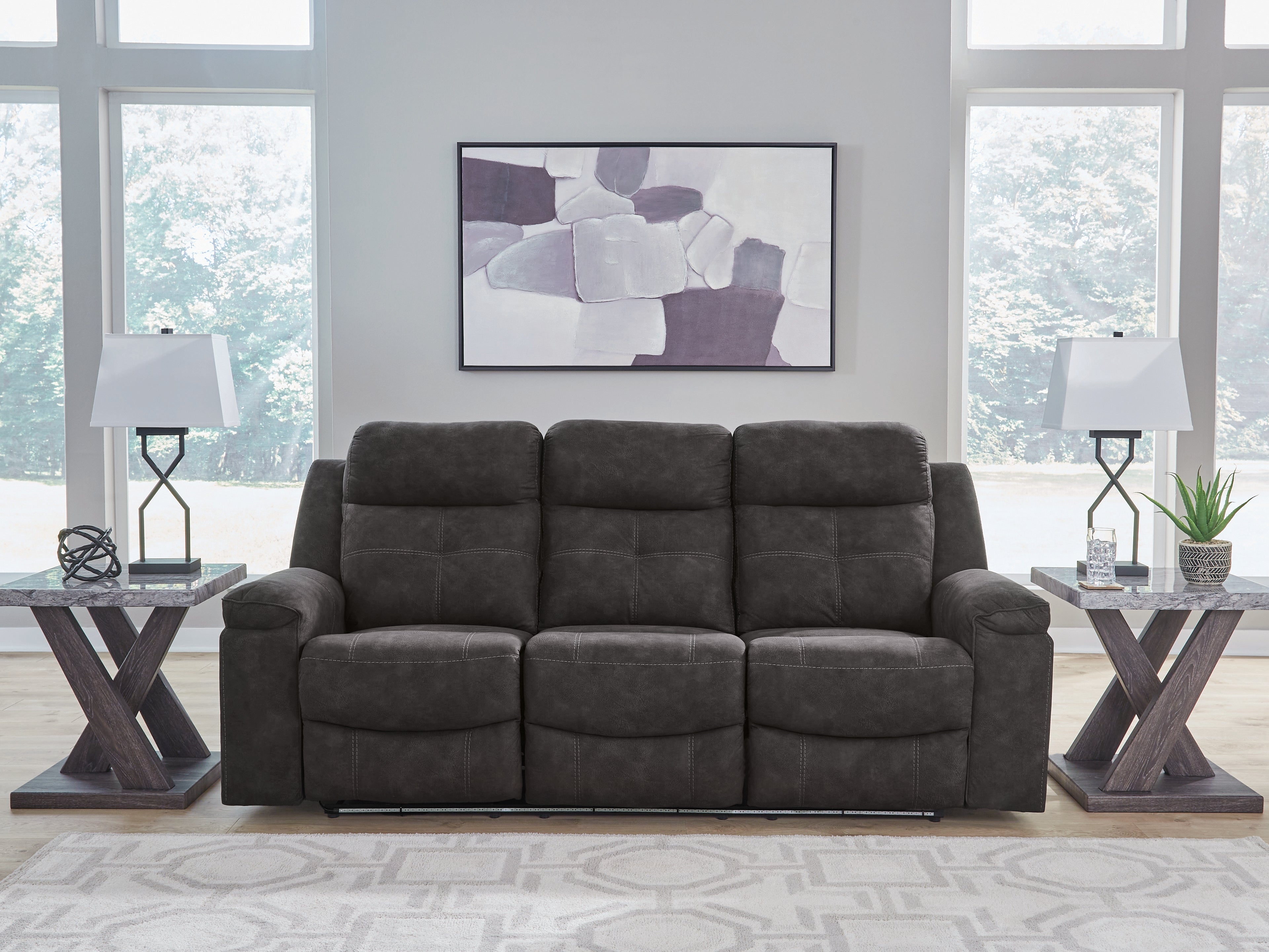 Tampa Furniture Outlet Lutz - Ashley Furniture - Brysonview Living Room - Reclining Sofa / Charcoal - 6360588