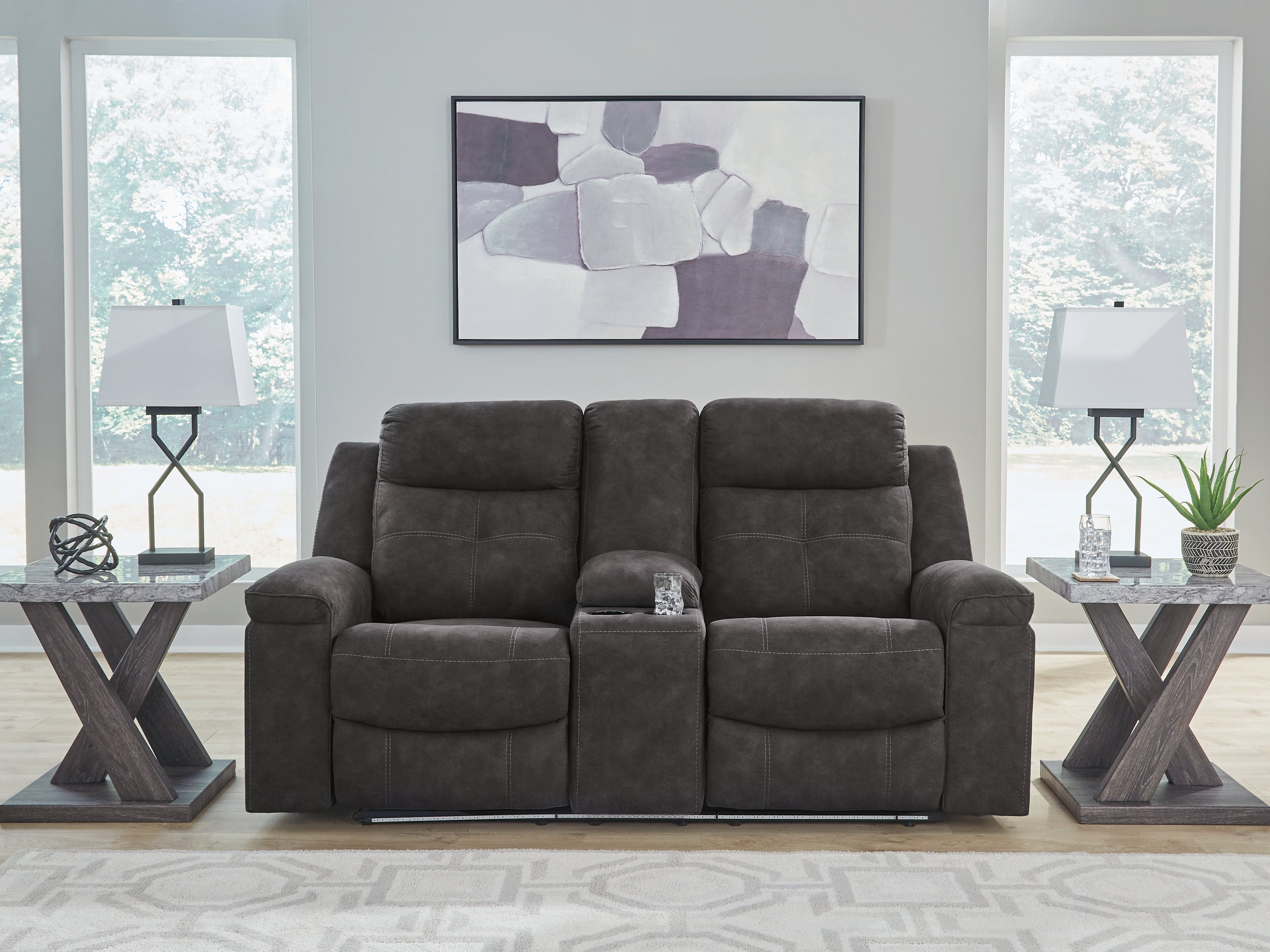 Tampa Furniture Outlet Lutz - Ashley Furniture - Brysonview Living Room - DBL Rec Loveseat w/Console - 6360594