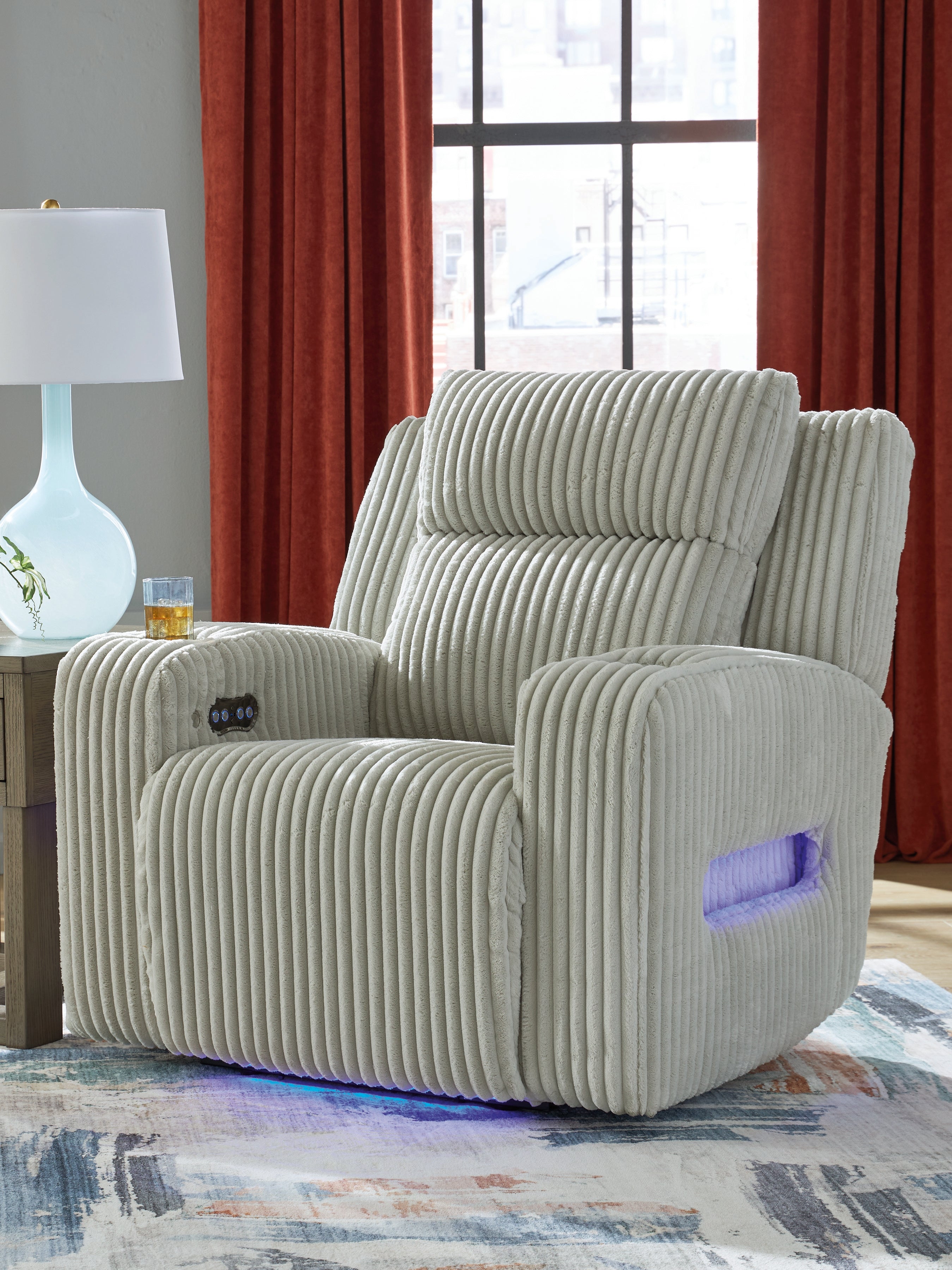 Tampa Furniture Outlet Lutz - Ashley Furniture - Forest Lake Living Room - PWR Recliner/ADJ Headrest / Alloy - PC6420313