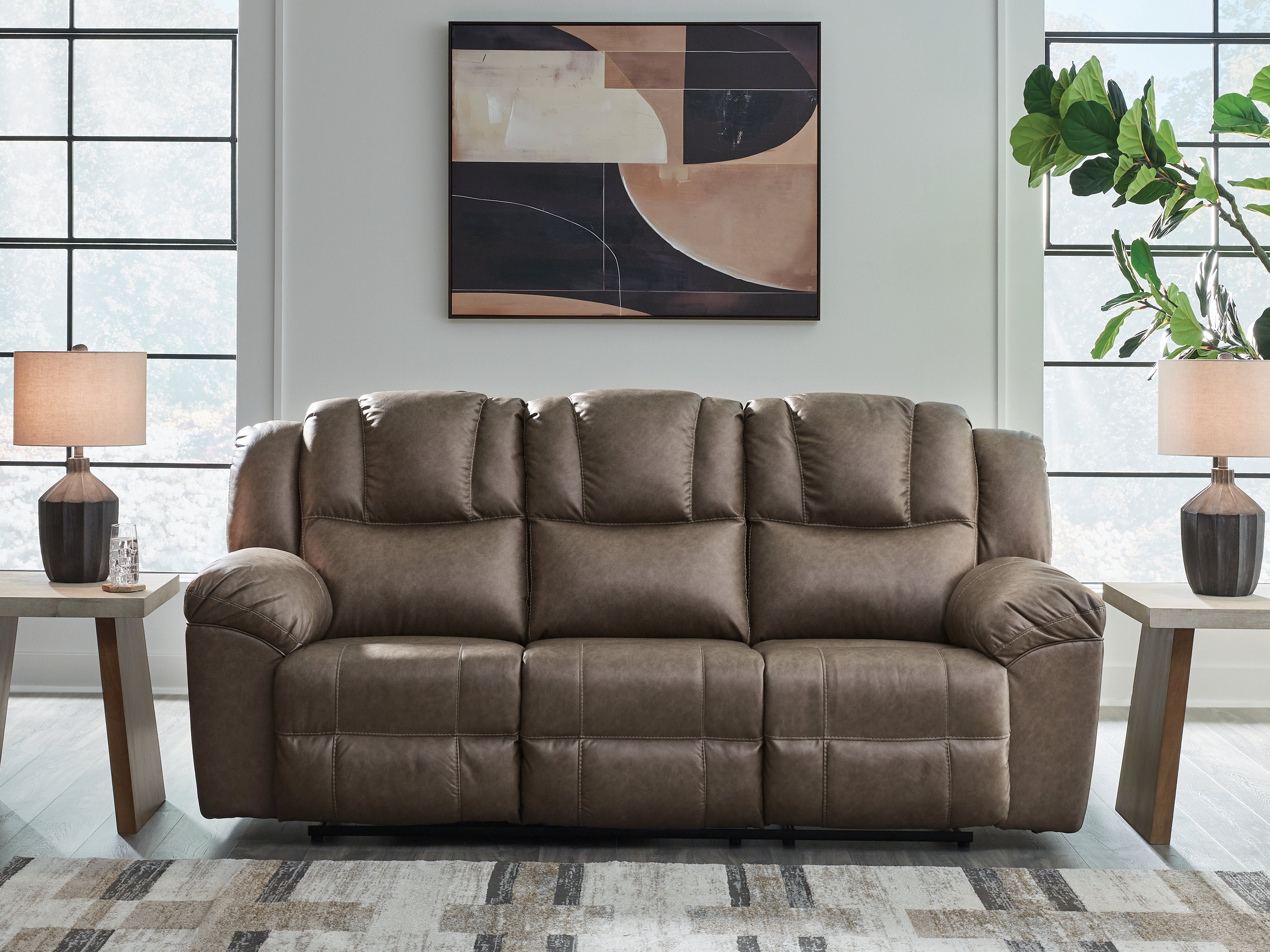 Tampa Furniture Outlet Lutz - Ashley Furniture - Lowilla Living Room - Reclining Sofa / Driftwood - PC6450688