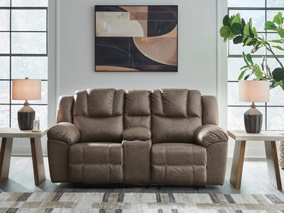 Tampa Furniture Outlet Lutz - Ashley Furniture - Lowilla Living Room - DBL Rec Loveseat w/Console / Driftwood - PC6450694