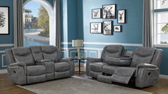 Tampa Furniture Outlet - Coaster - Conrad 2-piece Upholstered Padded Arm Motion Sofa Set Grey - 650354-S2