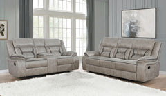Tampa Furniture Outlet - Coaster - Greer 2-piece Upholstered Reclining Sofa Set Taupe - 651351-S2