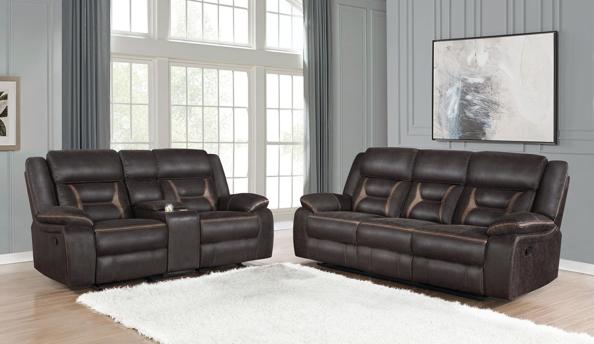 Tampa Furniture Outlet - Coaster - Greer 2-piece Upholstered Reclining Sofa Set Brown - 651354-S2