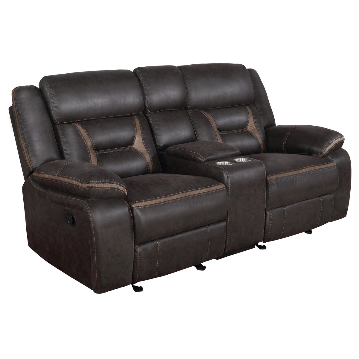 Tampa Furniture Outlet - Coaster - Greer Upholstered Motion Reclining Loveseat Brown - 651355