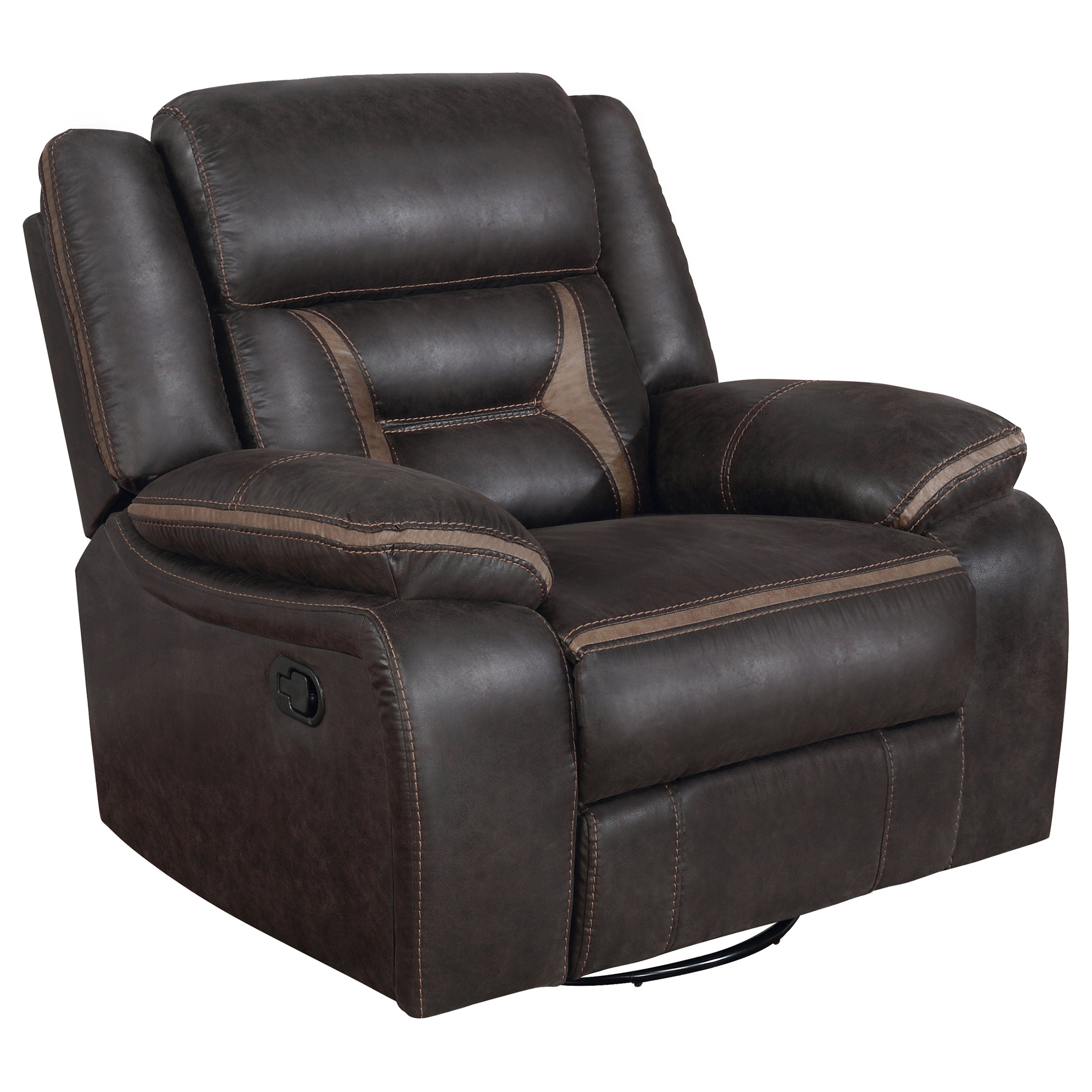 Tampa Furniture Outlet - Coaster - Greer Upholstered Swivel Glider Recliner Chair Brown - 651356