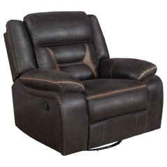 Tampa Furniture Outlet - Coaster - Greer Upholstered Swivel Glider Recliner Chair Brown - 651356