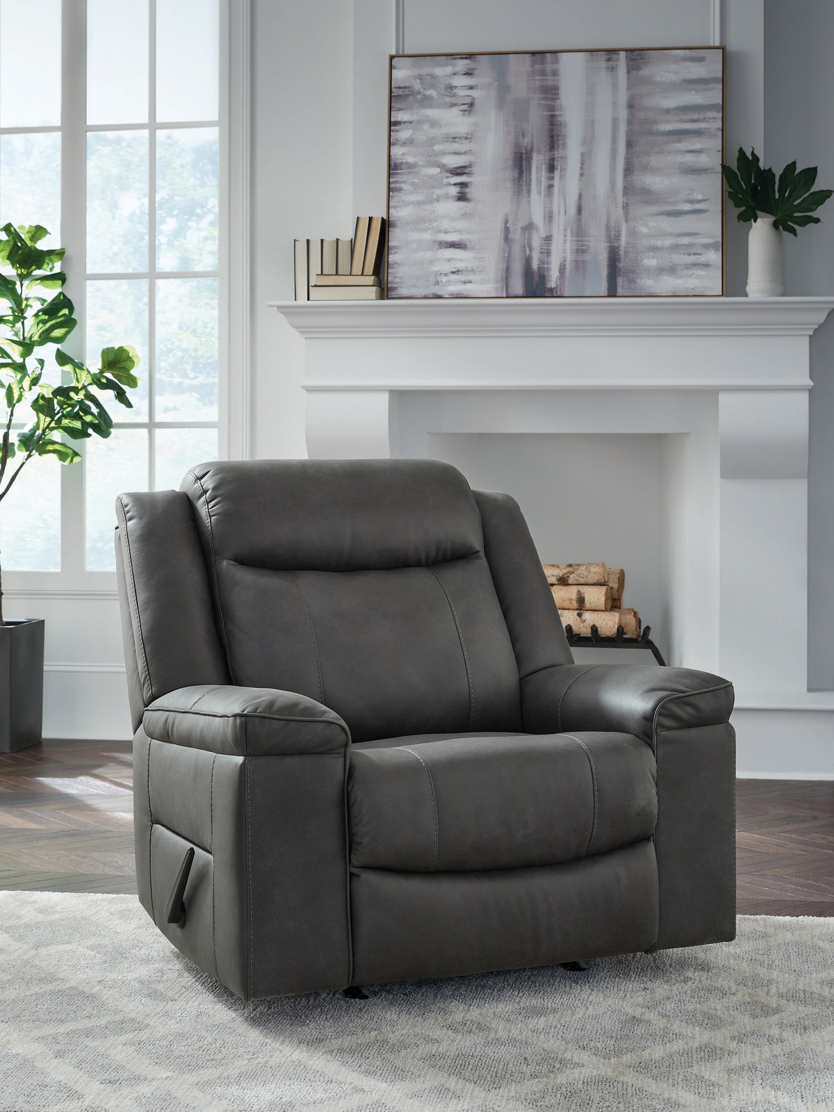 Tampa Furniture Outlet Lutz - Ashley Furniture - Status Check Living Room - Rocker Recliner / Shadow - PC6530725