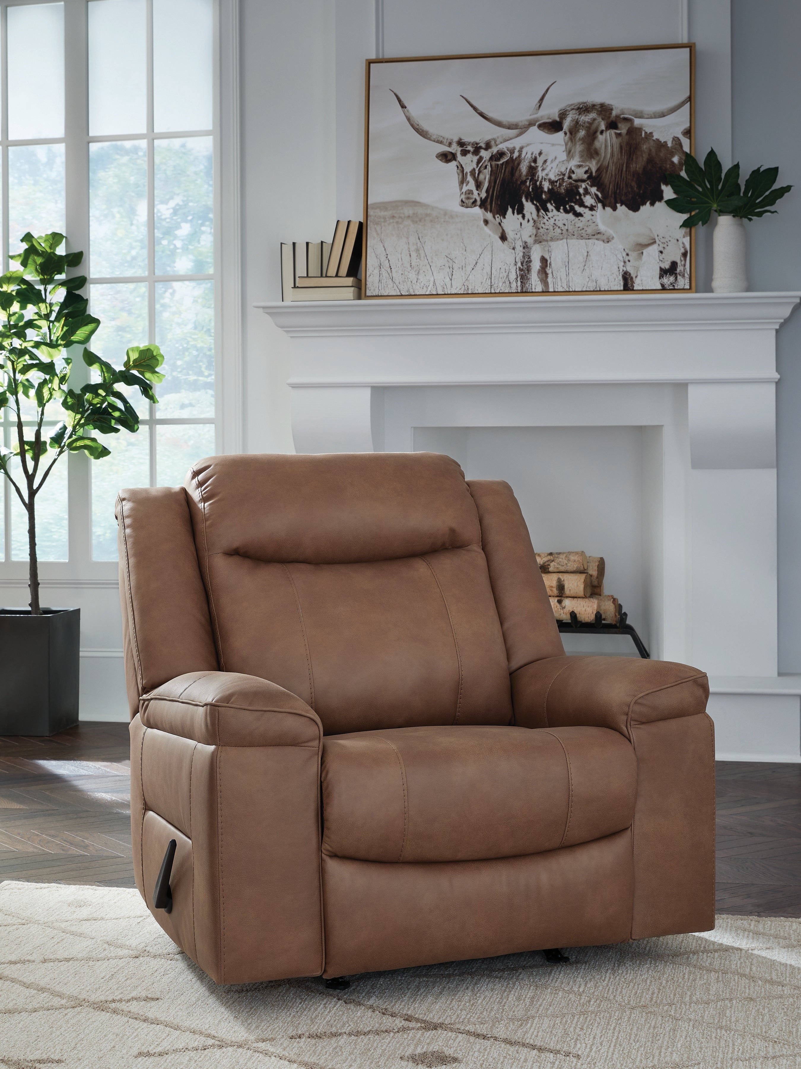 Tampa Furniture Outlet Lutz - Ashley Furniture - Status Check Living Room - Rocker Recliner / Caramel - PC6530825
