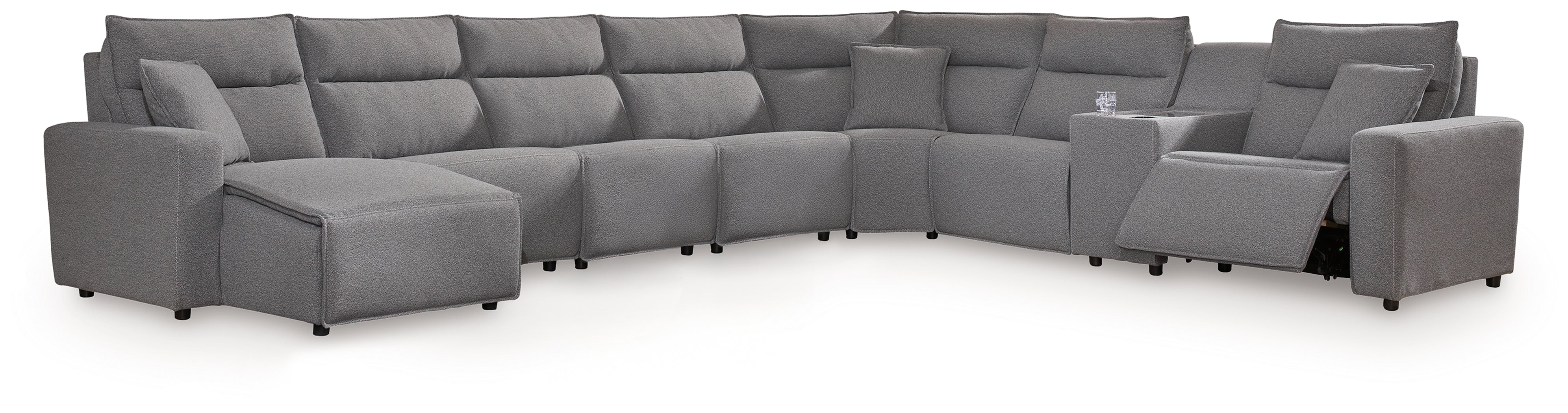 Tampa Furniture Outlet Lutz - Ashley Furniture - ModMax II Sectional - 8-Piece Power Reclining Sectional with Console / Salt and Pepper - 65906S47