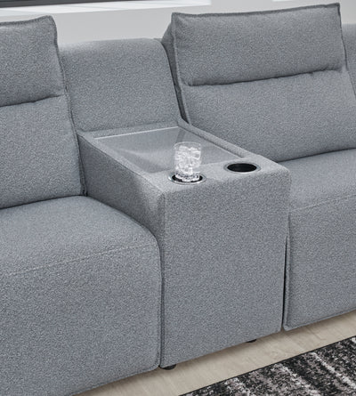 Tampa Furniture Outlet Lutz - Ashley Furniture - ModMax II Sectionals - 6-Piece Power Reclining Sectional with Chaise / Salt and Pepper - 65906S19