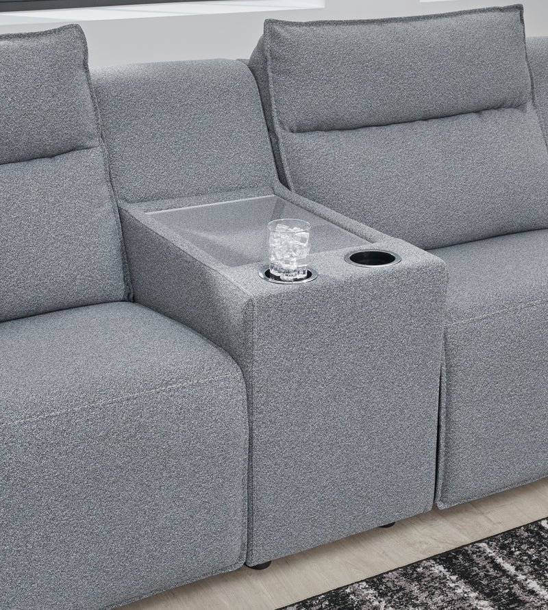 Tampa Furniture Outlet Lutz - Ashley Furniture - ModMax II Sectionals - 6-Piece Power Reclining Sectional with Chaise / Salt and Pepper - 65906S19