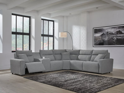 Tampa Furniture Outlet Lutz - Ashley Furniture - ModMax II Sectionals - 6-Piece Reclining Sectional with Console / Salt and Pepper - 65906S36
