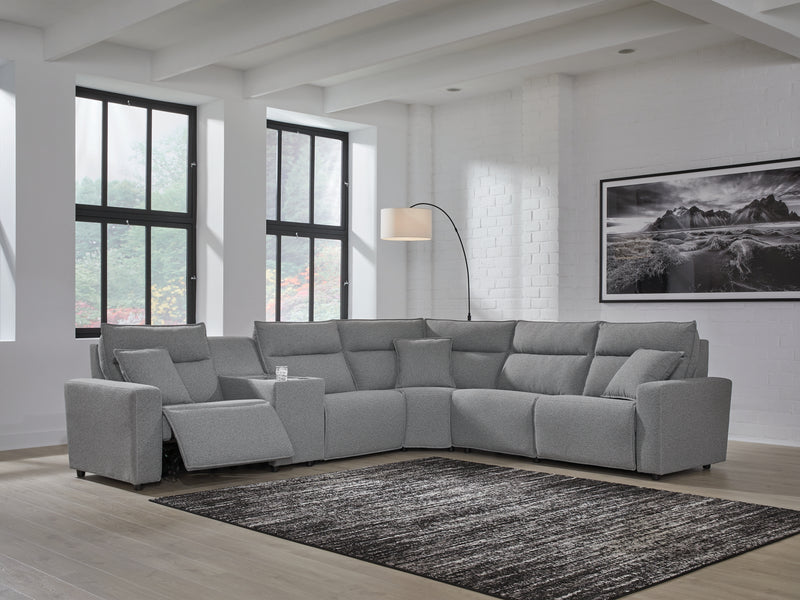 Tampa Furniture Outlet Lutz - Ashley Furniture - ModMax II Sectionals - 6-Piece Reclining Sectional with Console / Salt and Pepper - 65906S36