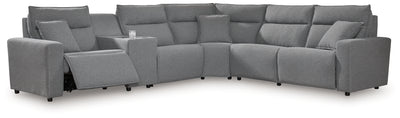 Tampa Furniture Outlet Lutz - Ashley Furniture - ModMax II Sectionals - 6-Piece Reclining Sectional with Console / Salt and Pepper - 65906S36