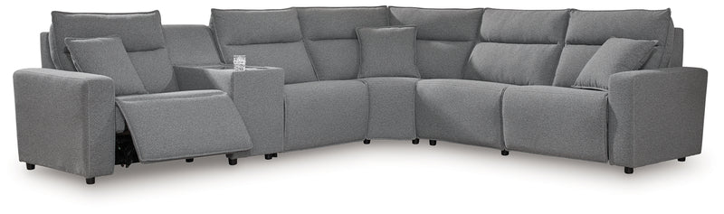 Tampa Furniture Outlet Lutz - Ashley Furniture - ModMax II Sectionals - 6-Piece Reclining Sectional with Console / Salt and Pepper - 65906S36