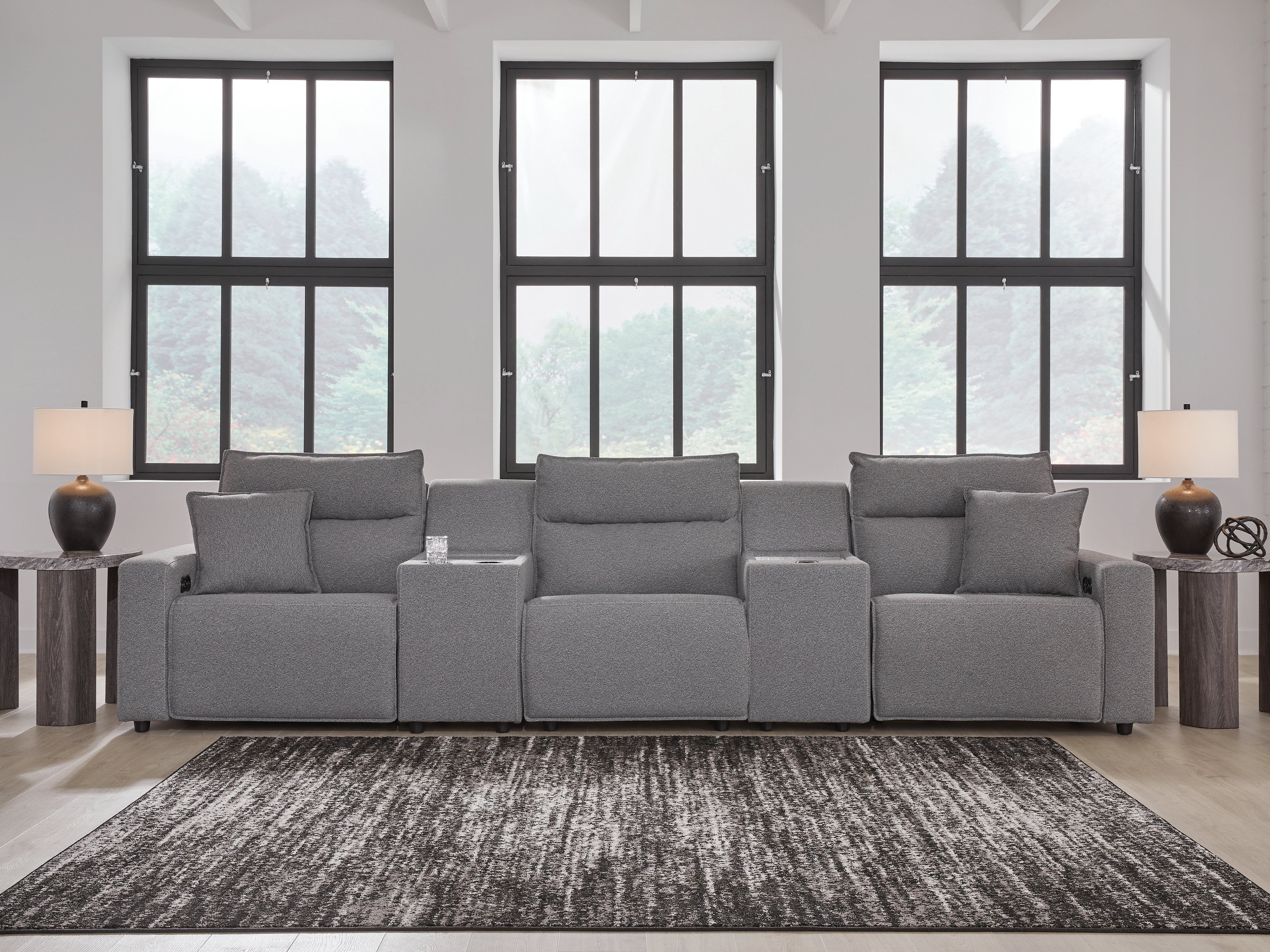 Tampa Furniture Outlet Lutz - Ashley Furniture - ModMax II Sectional - 5-Piece Power Reclining Sectional with Consoles / Salt and Pepper - 65906S14