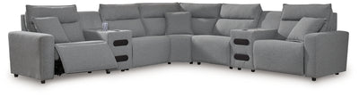 Tampa Furniture Outlet Lutz - Ashley Furniture - ModMax II Sectionals - 7-Piece Power Reclining Sectional with Audio Consoles / Salt and Pepper - 65906S9