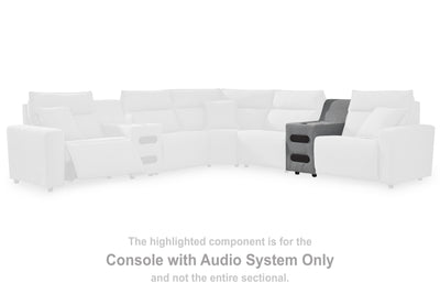 Tampa Furniture Outlet Lutz - Ashley Furniture - ModMax II Sectionals - Console with Audio System / Salt and Pepper - 6590660