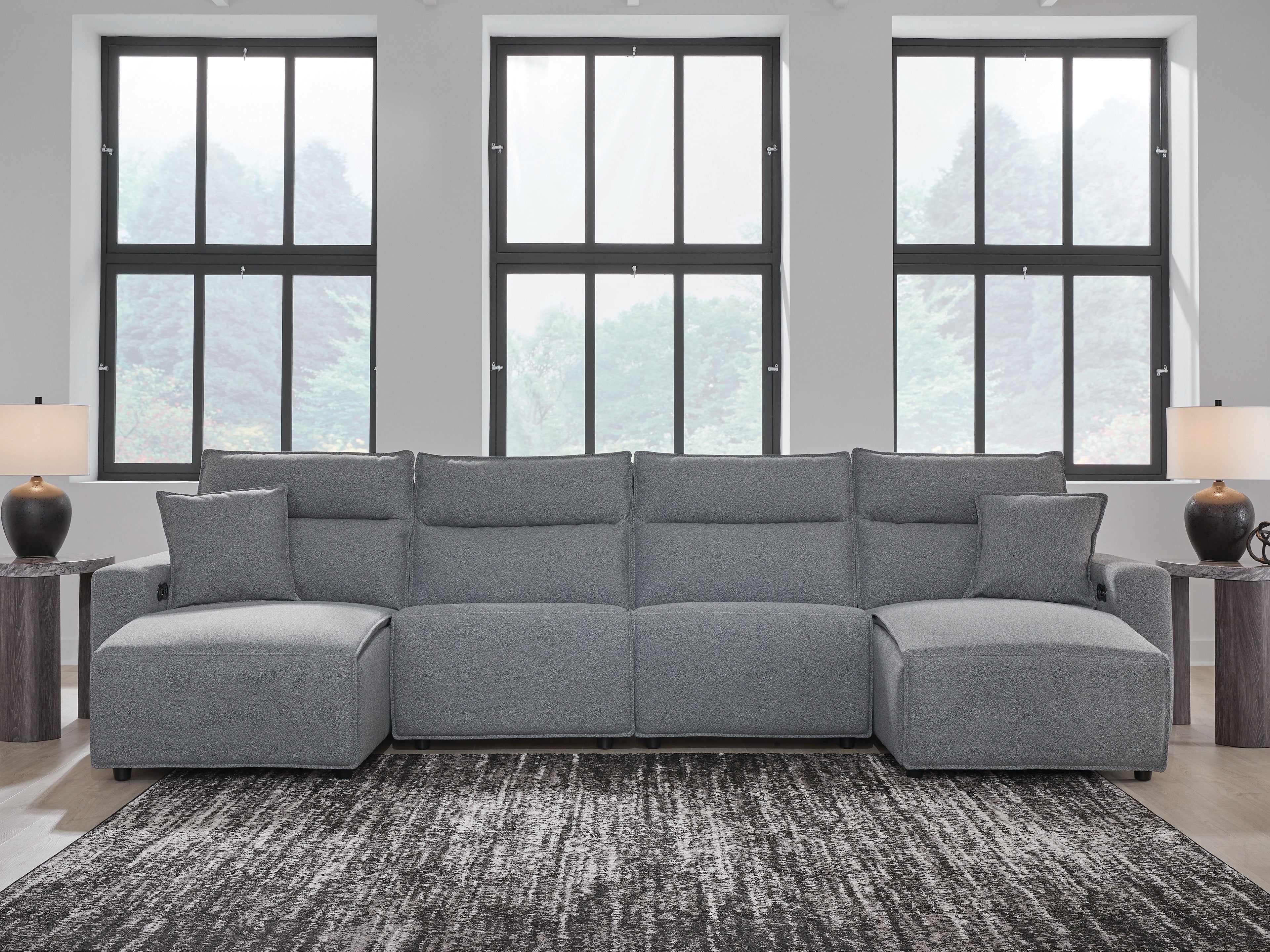 Tampa Furniture Outlet Lutz - Ashley Furniture - ModMax II Sectional - 4-Piece Power Reclining Sectional with Chaise / Salt and Pepper - 65906S11