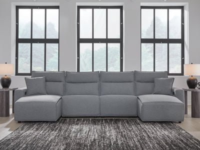 Tampa Furniture Outlet Lutz - Ashley Furniture - ModMax II Sectionals - 4-Piece Power Reclining Sectional with Chaise / Salt and Pepper - 65906S11