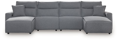 Tampa Furniture Outlet Lutz - Ashley Furniture - ModMax II Sectionals - 4-Piece Power Reclining Sectional with Chaise / Salt and Pepper - 65906S11