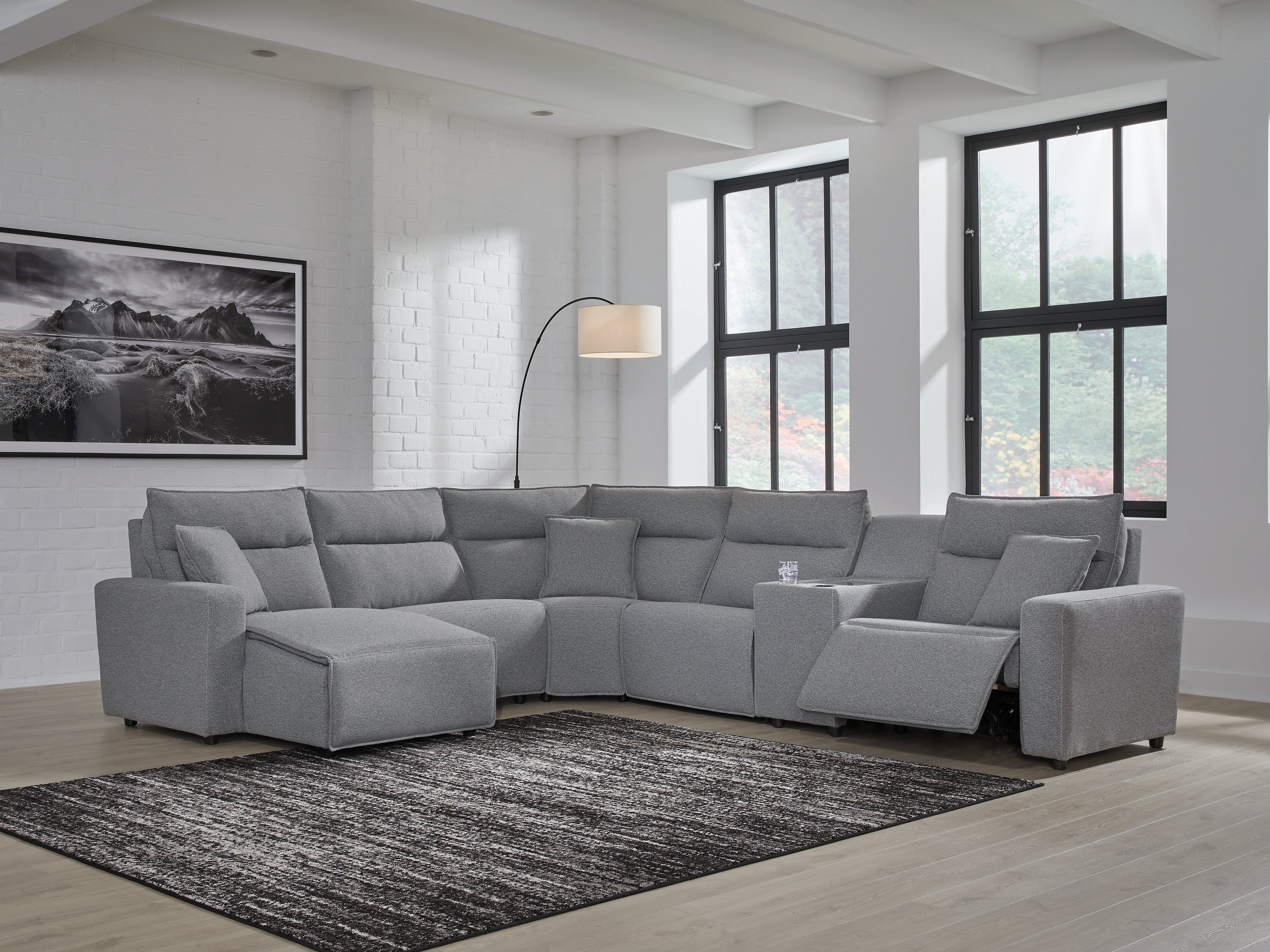 Tampa Furniture Outlet Lutz - Ashley Furniture - ModMax II Sectional - 6-Piece Power Reclining Sectional with Chaise / Salt and Pepper - 65906S19