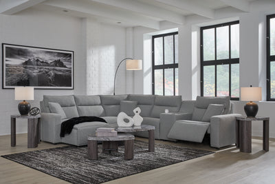 Tampa Furniture Outlet Lutz - Ashley Furniture - ModMax II Sectionals - 6-Piece Power Reclining Sectional with Chaise / Salt and Pepper - 65906S19
