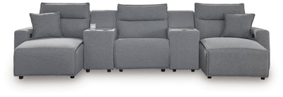 Tampa Furniture Outlet Lutz - Ashley Furniture - ModMax II Sectionals - 5-Piece Power Reclining Sectional with Chaise / Salt and Pepper - 65906S16