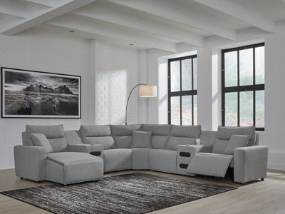 Tampa Furniture Outlet Lutz - Ashley Furniture - ModMax II Sectionals - 7-Piece Power Reclining Sectional with Chaise / Salt and Pepper - 65906S20