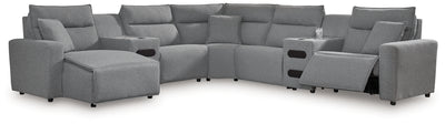 Tampa Furniture Outlet Lutz - Ashley Furniture - ModMax II Sectionals - 7-Piece Power Reclining Sectional with Chaise / Salt and Pepper - 65906S20