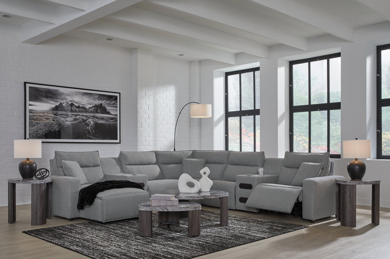 Tampa Furniture Outlet Lutz - Ashley Furniture - ModMax II Sectionals - 7-Piece Power Reclining Sectional with Chaise / Salt and Pepper - 65906S20