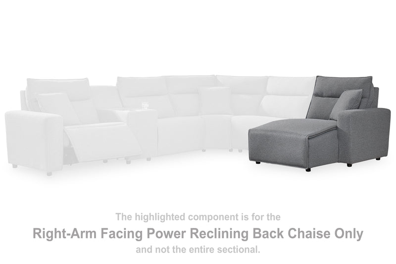Tampa Furniture Outlet Lutz - Ashley Furniture - ModMax II Sectionals - RAF Press Back Power Chaise / Salt and Pepper - 6590697