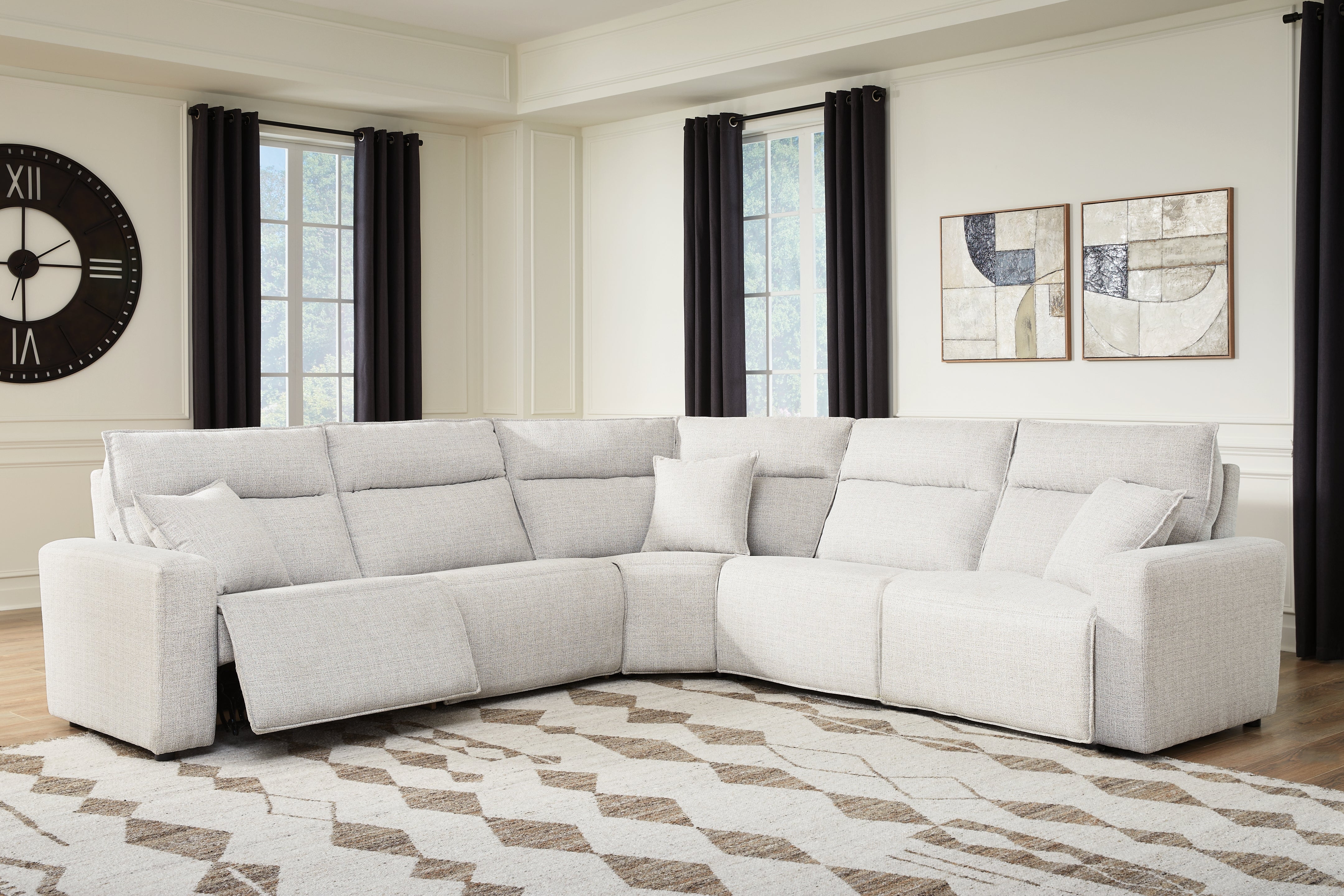 Tampa Furniture Outlet Lutz - Ashley Furniture - ModMax II Sectional - 5-Piece Power Reclining Sectional / Stone - 65907S8