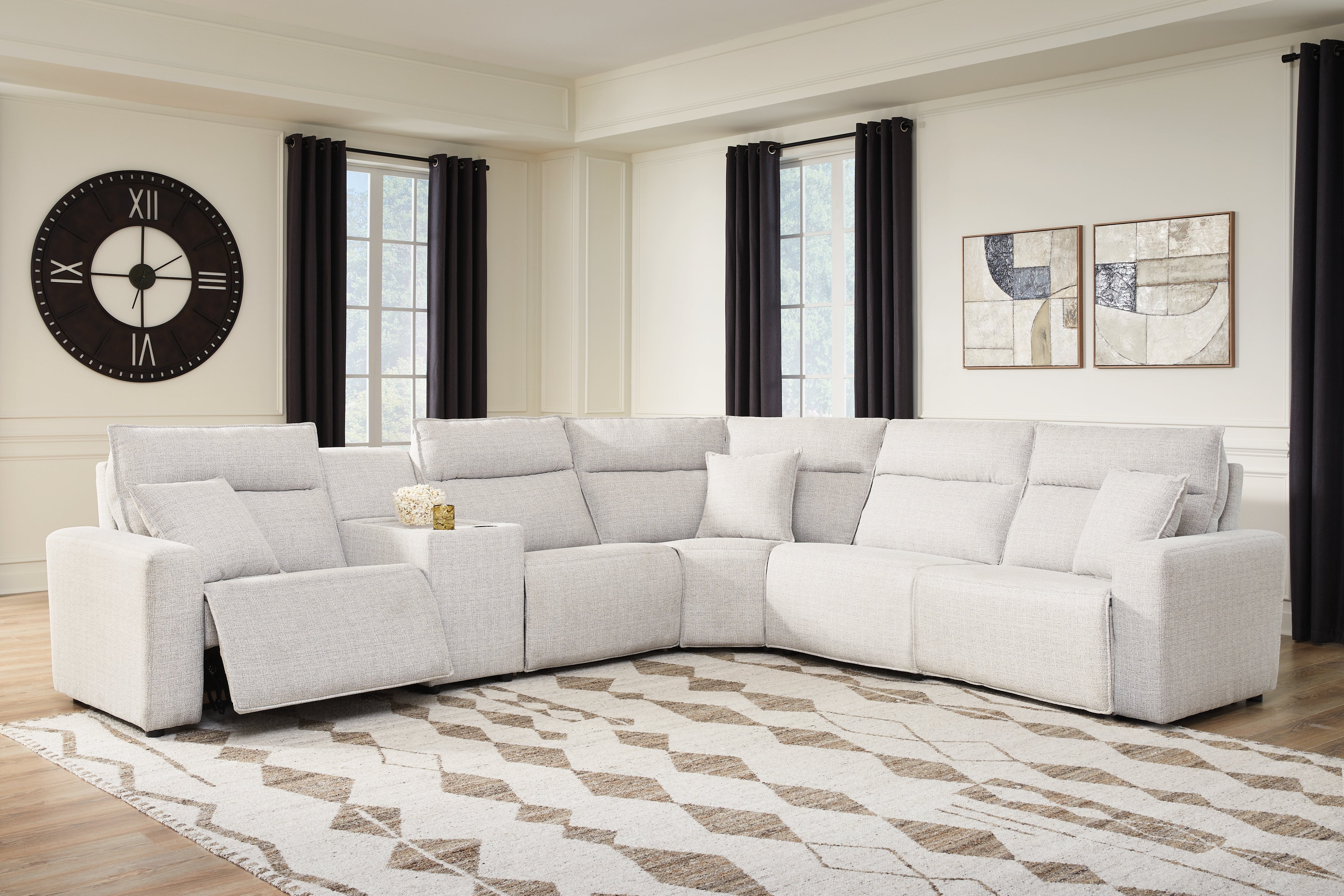 Tampa Furniture Outlet Lutz - Ashley Furniture - ModMax II Sectional - 6-Piece Reclining Sectional with Console / Stone - 65907S36
