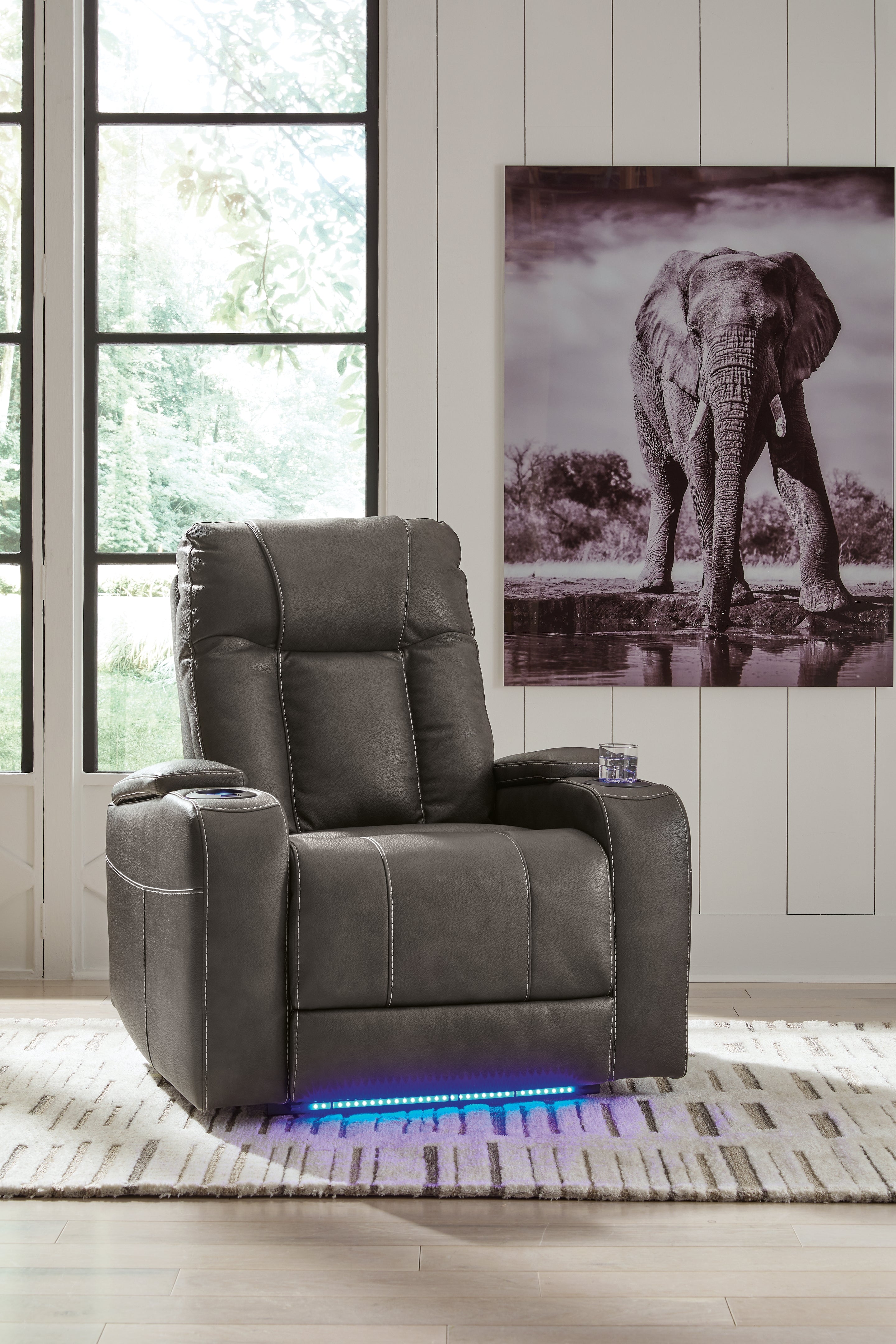Tampa Furniture Outlet Lutz - Ashley Furniture - Feazada Living Room - PWR Recliner/ADJ Headrest / Shadow - 6620513