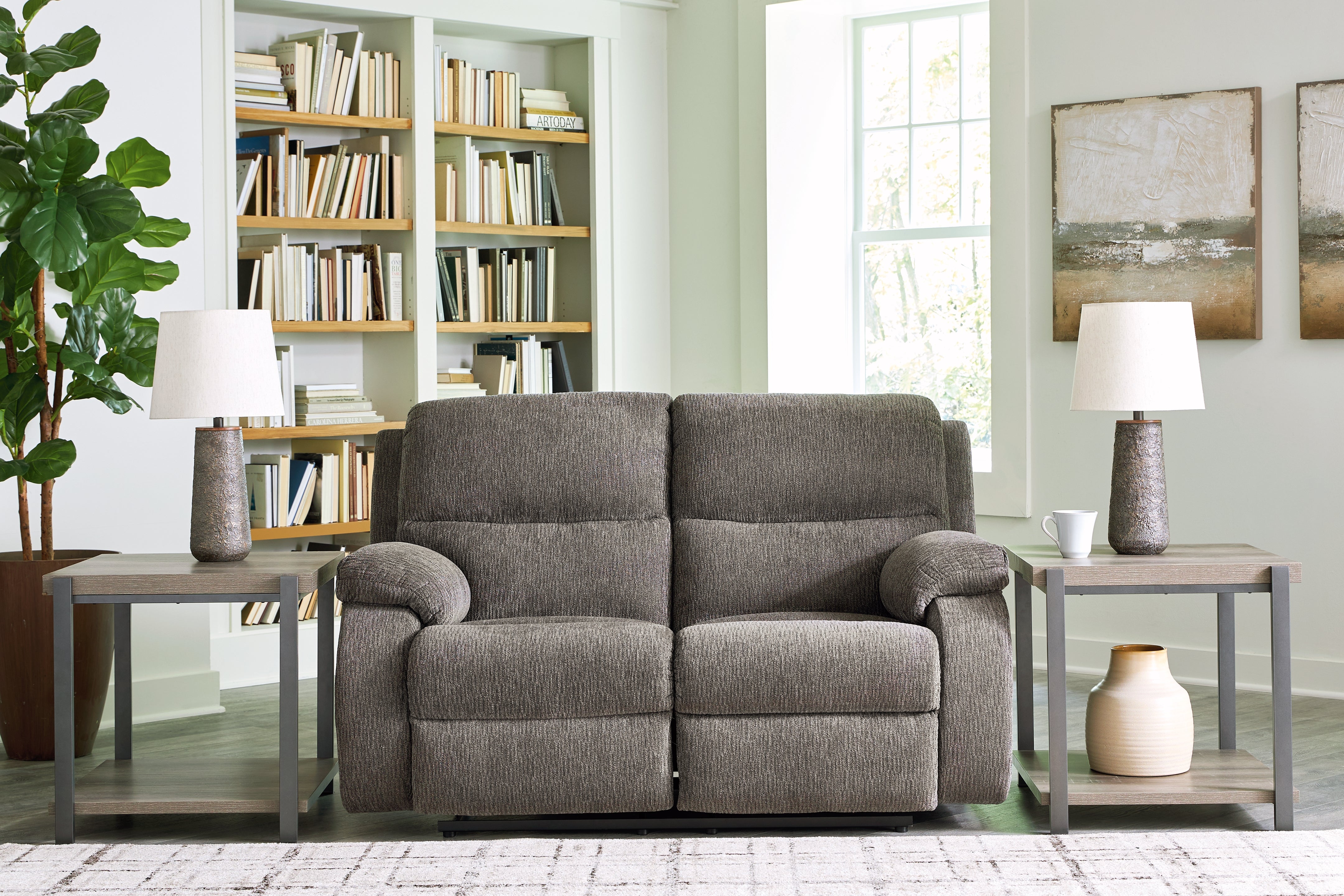 Tampa Furniture Outlet Lutz - Ashley Furniture - Scranto Living Room - Reclining Loveseat / Brindle - 6650286