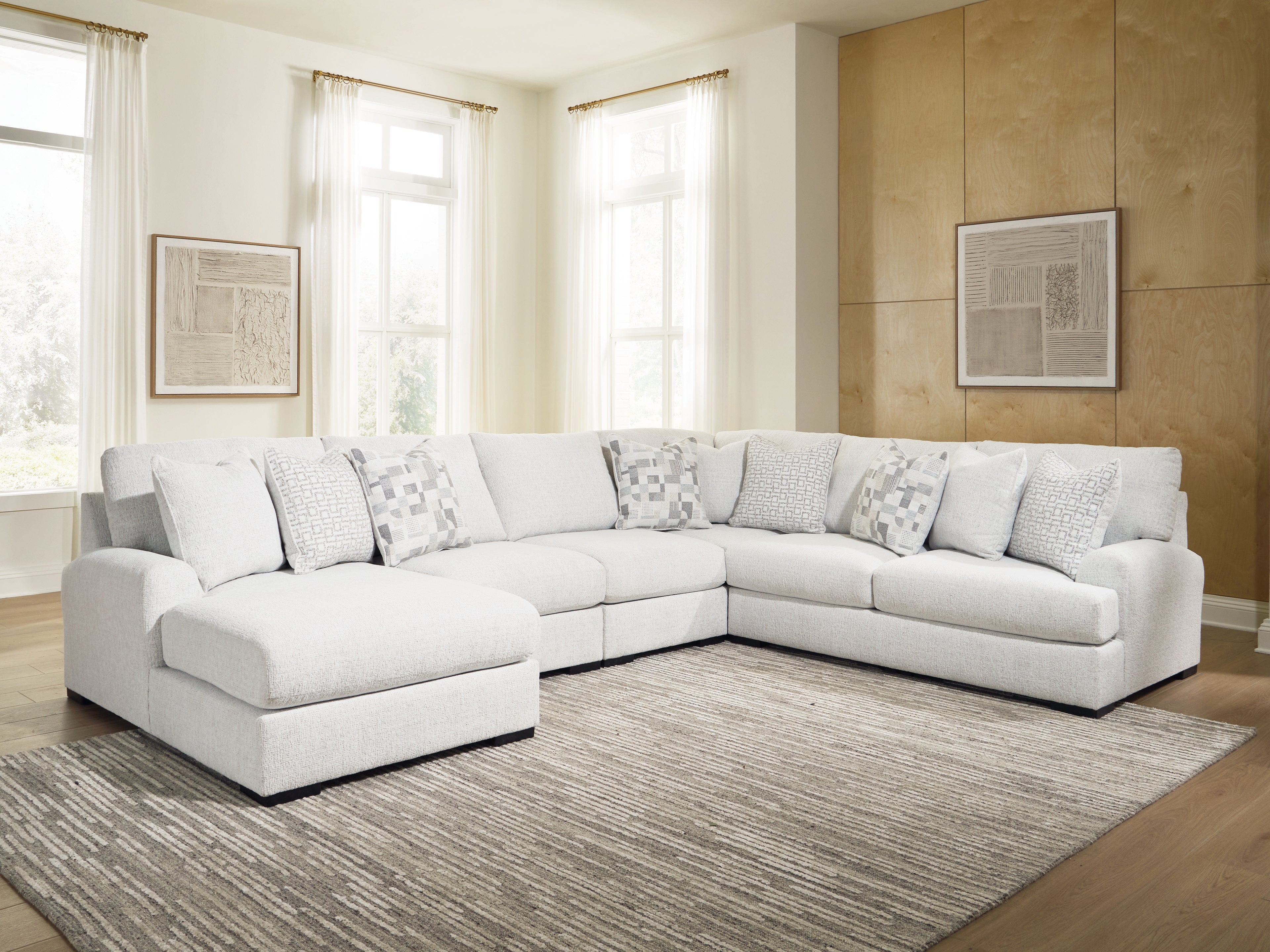 Tampa Furniture Outlet Lutz - Ashley Furniture - Misty-Lakes Sectional - 5-Piece Sectional with Chaise / Chalk - PC66906S12