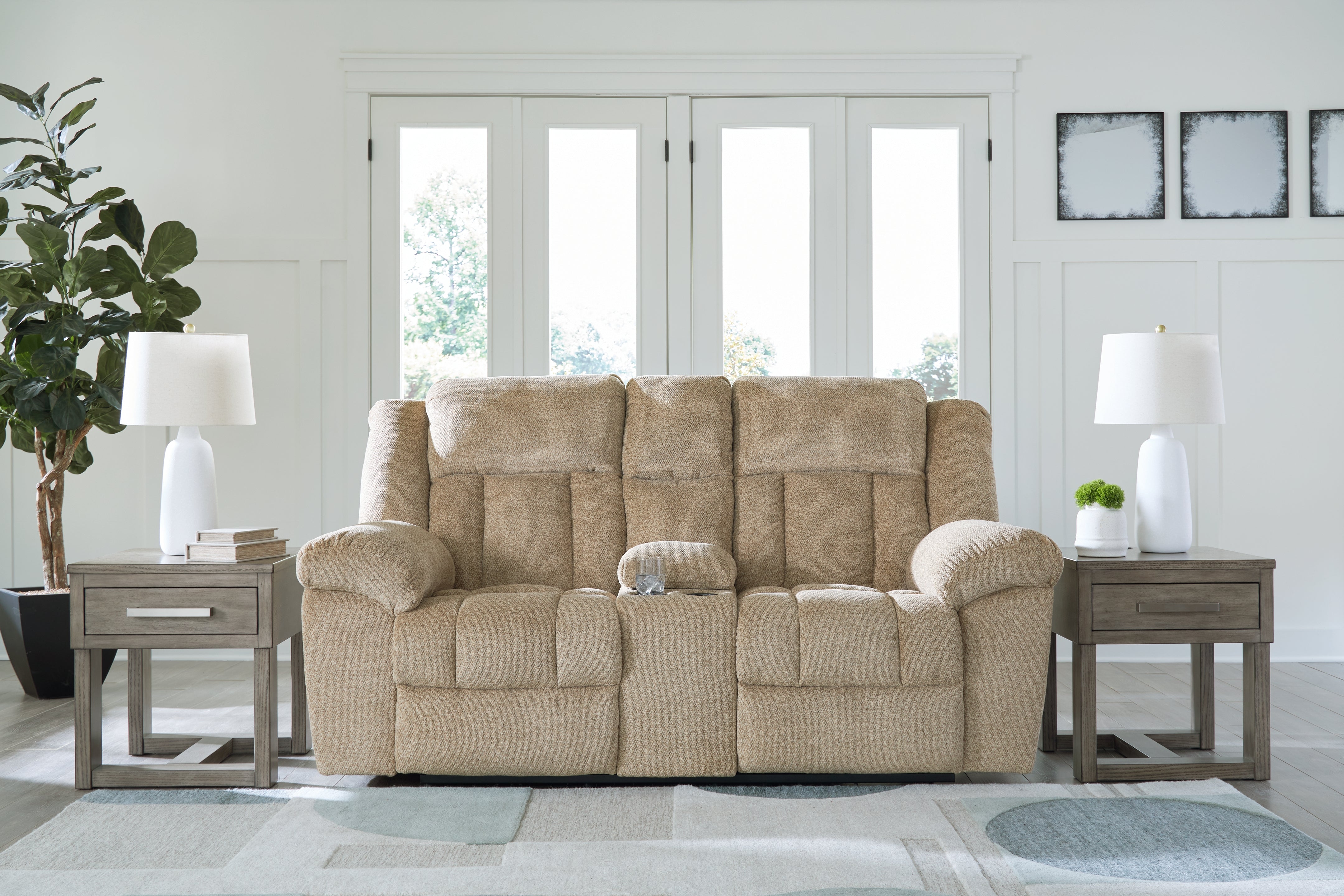 Tampa Furniture Outlet Lutz - Ashley Furniture - Tip-Off Living Room - PWR REC Loveseat/CON/ADJ HDRST / Wheat - 6930518