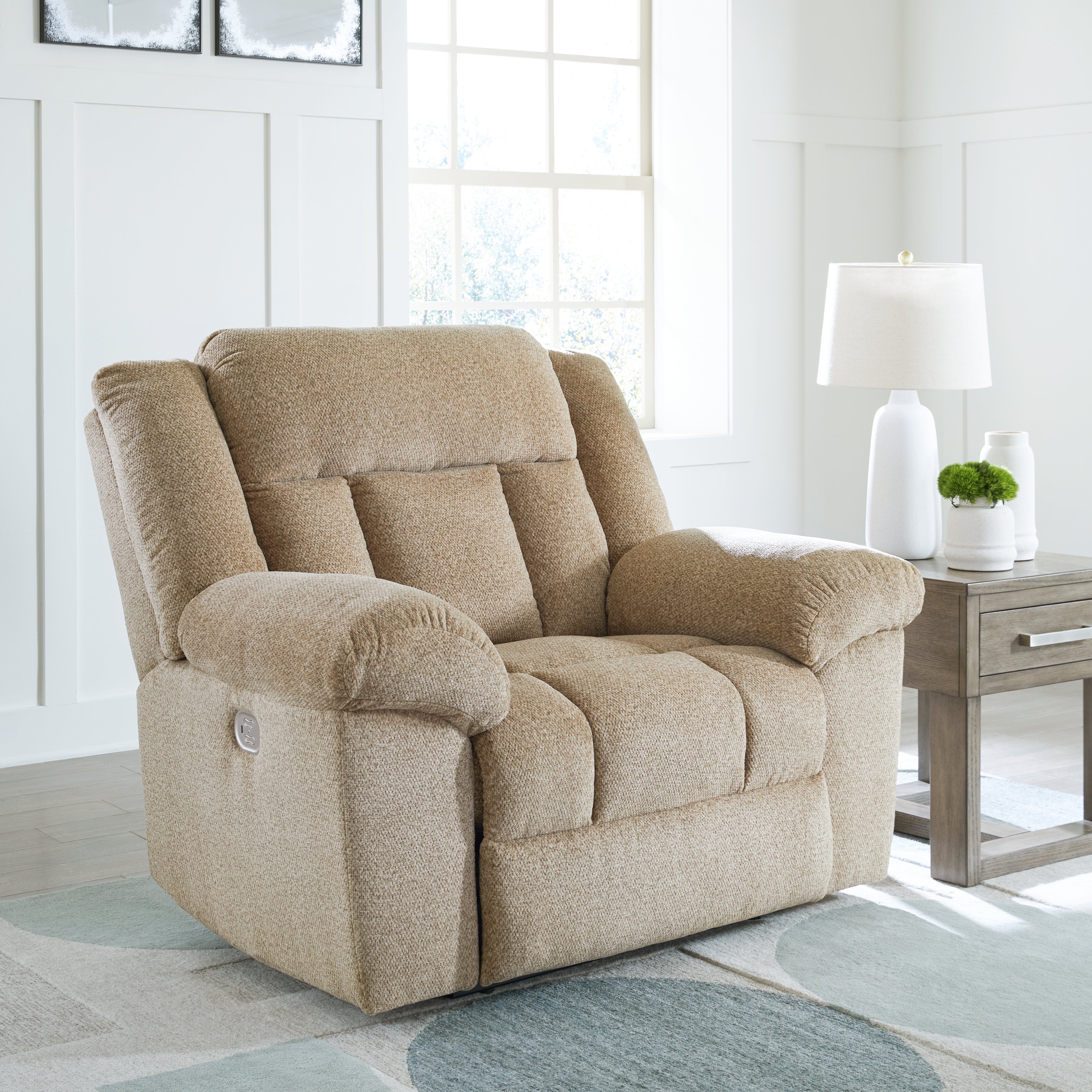 Tampa Furniture Outlet Lutz - Ashley Furniture - Tip-Off Living Room - PWR Recliner/ADJ Headrest / Wheat - 6930582