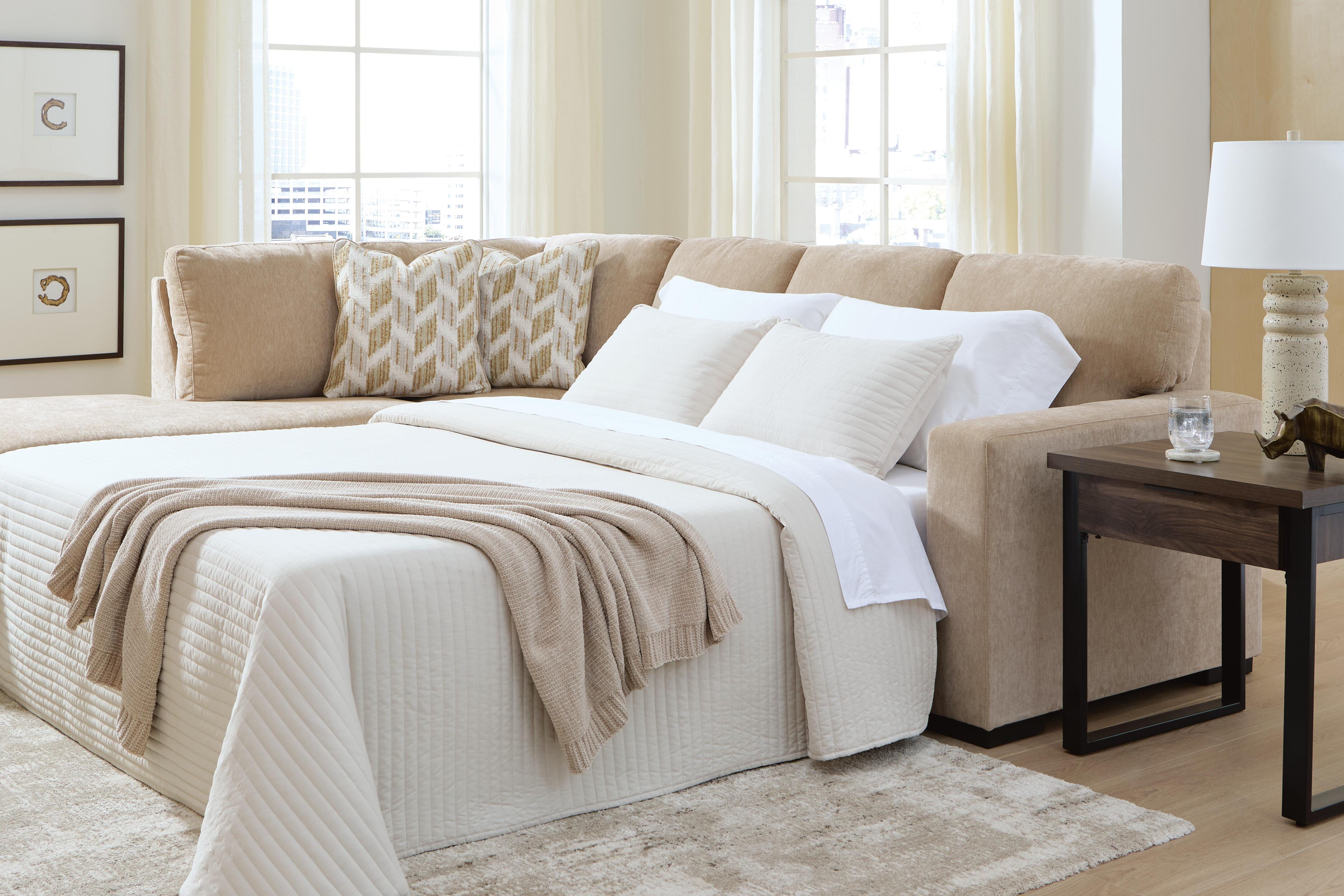 Tampa Furniture Outlet Lutz - Ashley Furniture - Bridgepoint Sectional - RAF 2-Piece Sleeper Sectional with Chaise / Almond - PC69507S4