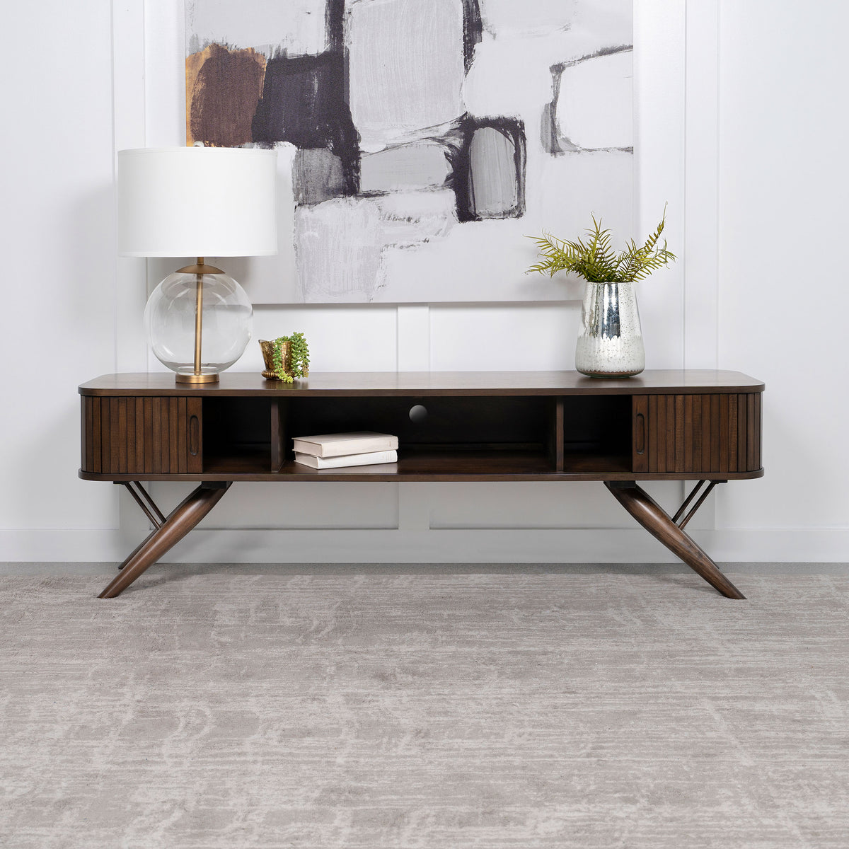 Tampa Furniture Outlet - Coaster - Valna Wood 71-inch TV Stand with Sliding Doors Walnut - 701713