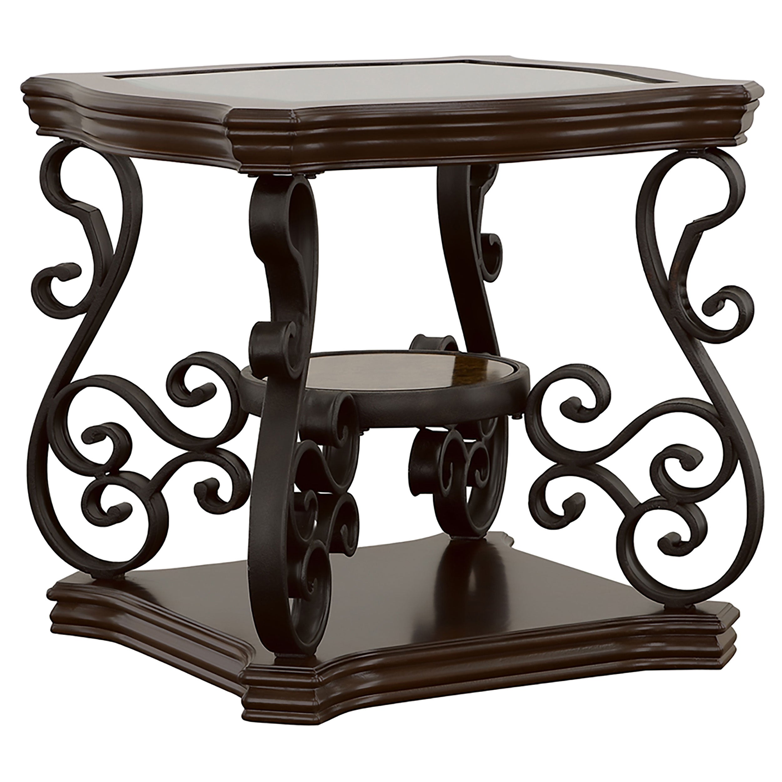 Tampa Furniture Outlet - Coaster - Laney 1-shelf Glass Top Square End Table Deep Merlot - 702447